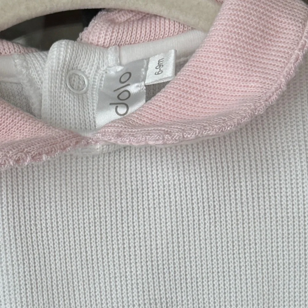 Dondolo knit coverall footies baby girl embroidered heirloom peter pan collar